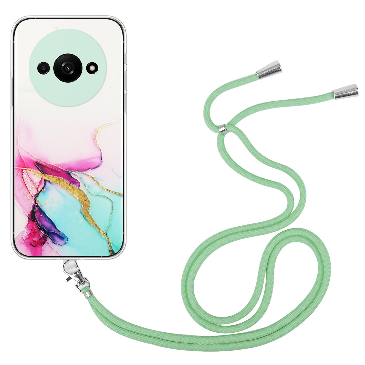 For Xiaomi Redmi A3 / Poco C61 4G Slim Case Hollow Marble Pattern TPU Phone Cover with Lanyard