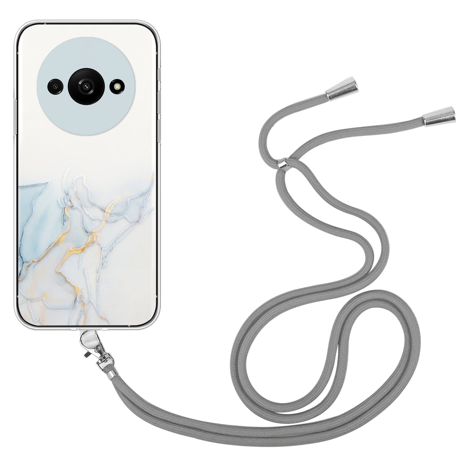 For Xiaomi Redmi A3 / Poco C61 4G Slim Case Hollow Marble Pattern TPU Phone Cover with Lanyard