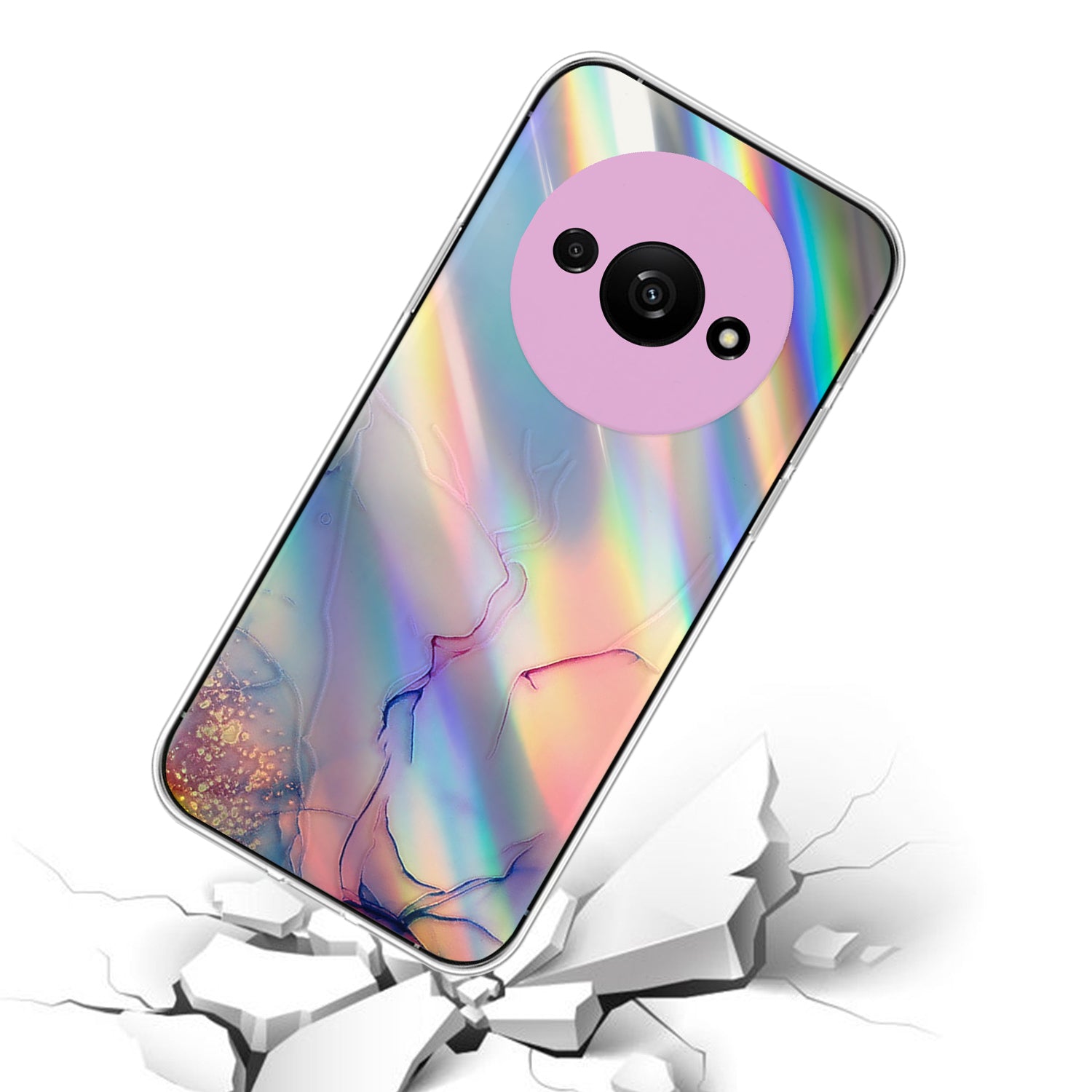 For Xiaomi Redmi A3 / Poco C61 4G TPU Case Colorful Laser Marble Pattern Anti-Drop Phone Cover