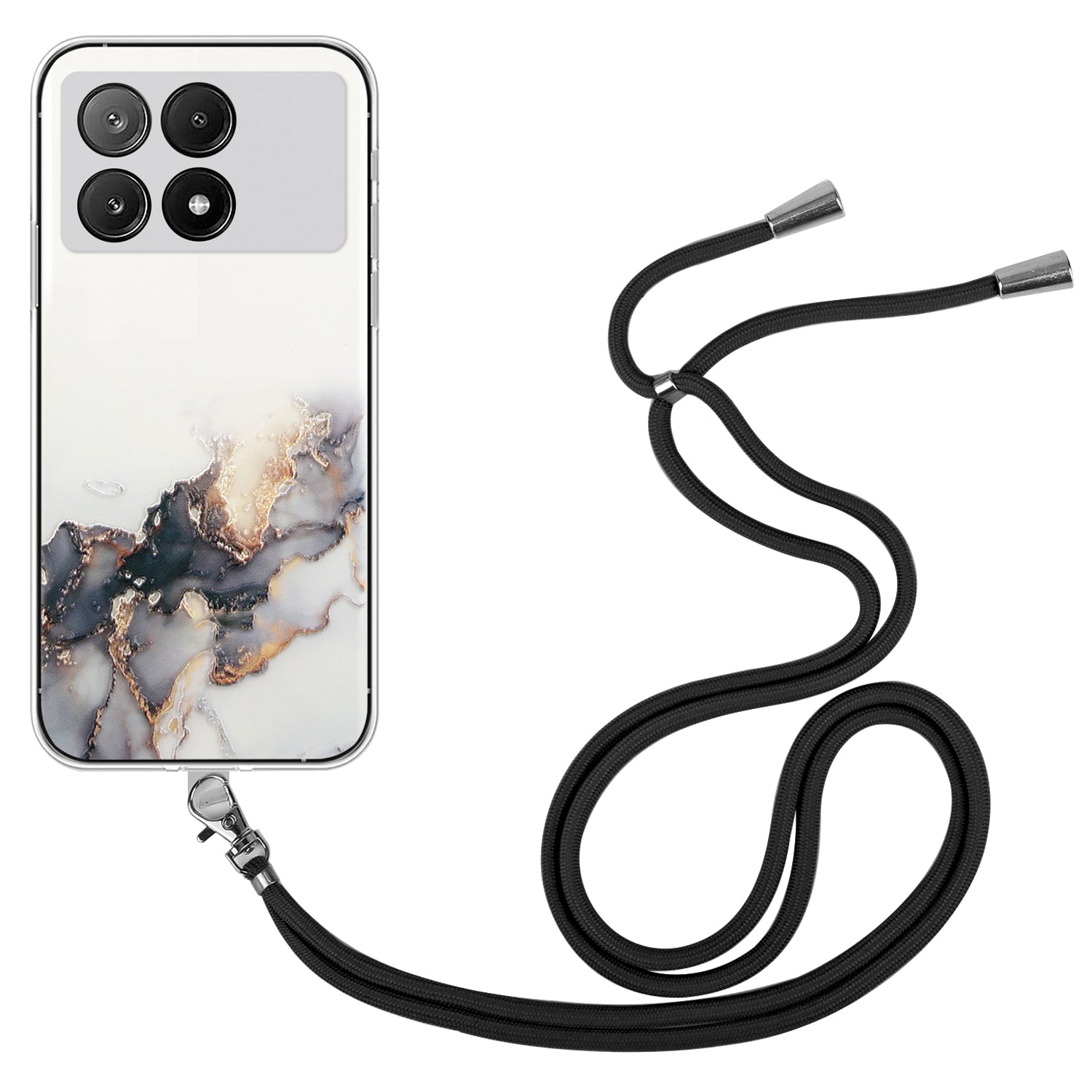 For Xiaomi Poco X6 Pro 5G / Redmi K70E 5G Cell Phone Case Hollow Marble Pattern TPU Cover with Lanyard