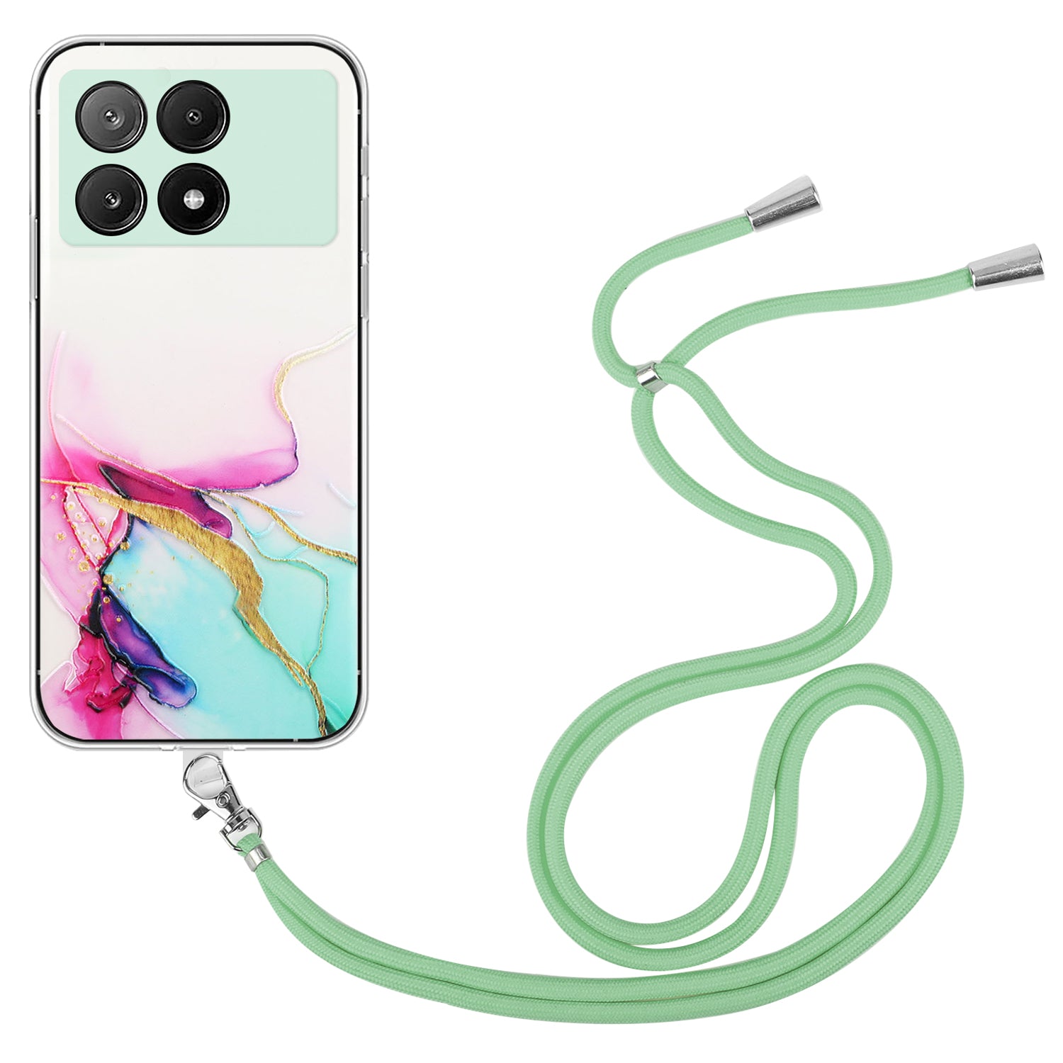 For Xiaomi Poco X6 Pro 5G / Redmi K70E 5G Cell Phone Case Hollow Marble Pattern TPU Cover with Lanyard