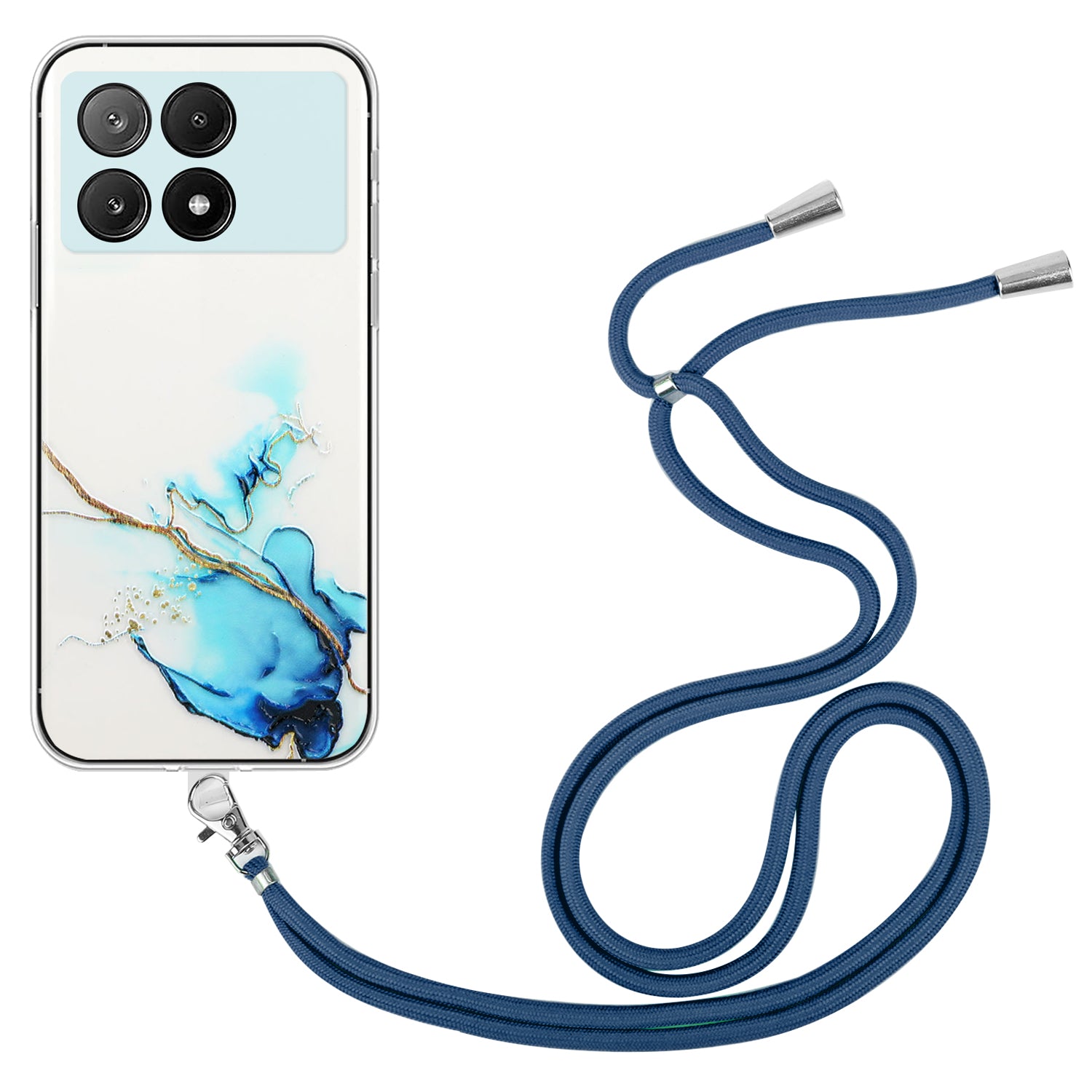 For Xiaomi Poco X6 Pro 5G / Redmi K70E 5G Cell Phone Case Hollow Marble Pattern TPU Cover with Lanyard