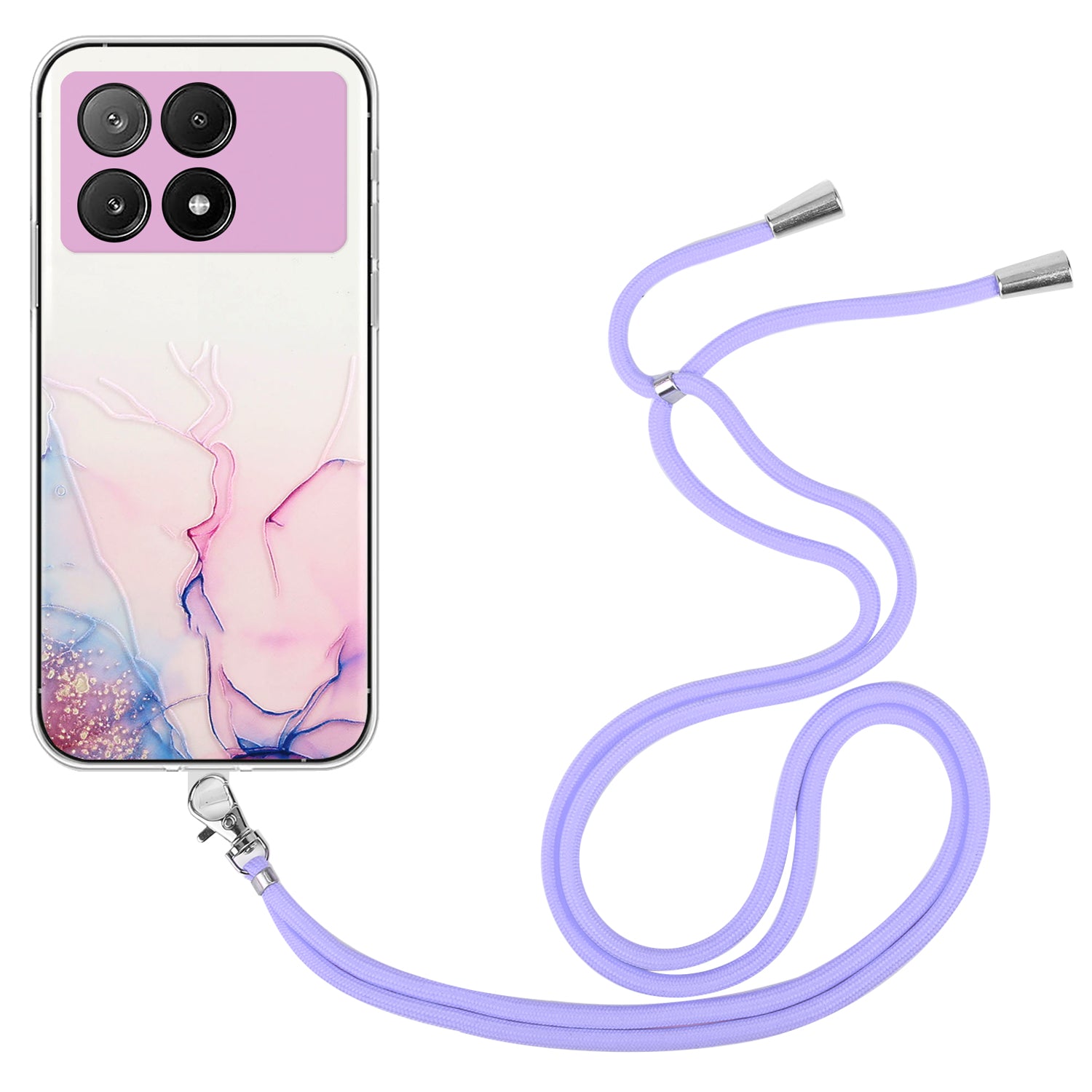 For Xiaomi Poco X6 Pro 5G / Redmi K70E 5G Cell Phone Case Hollow Marble Pattern TPU Cover with Lanyard