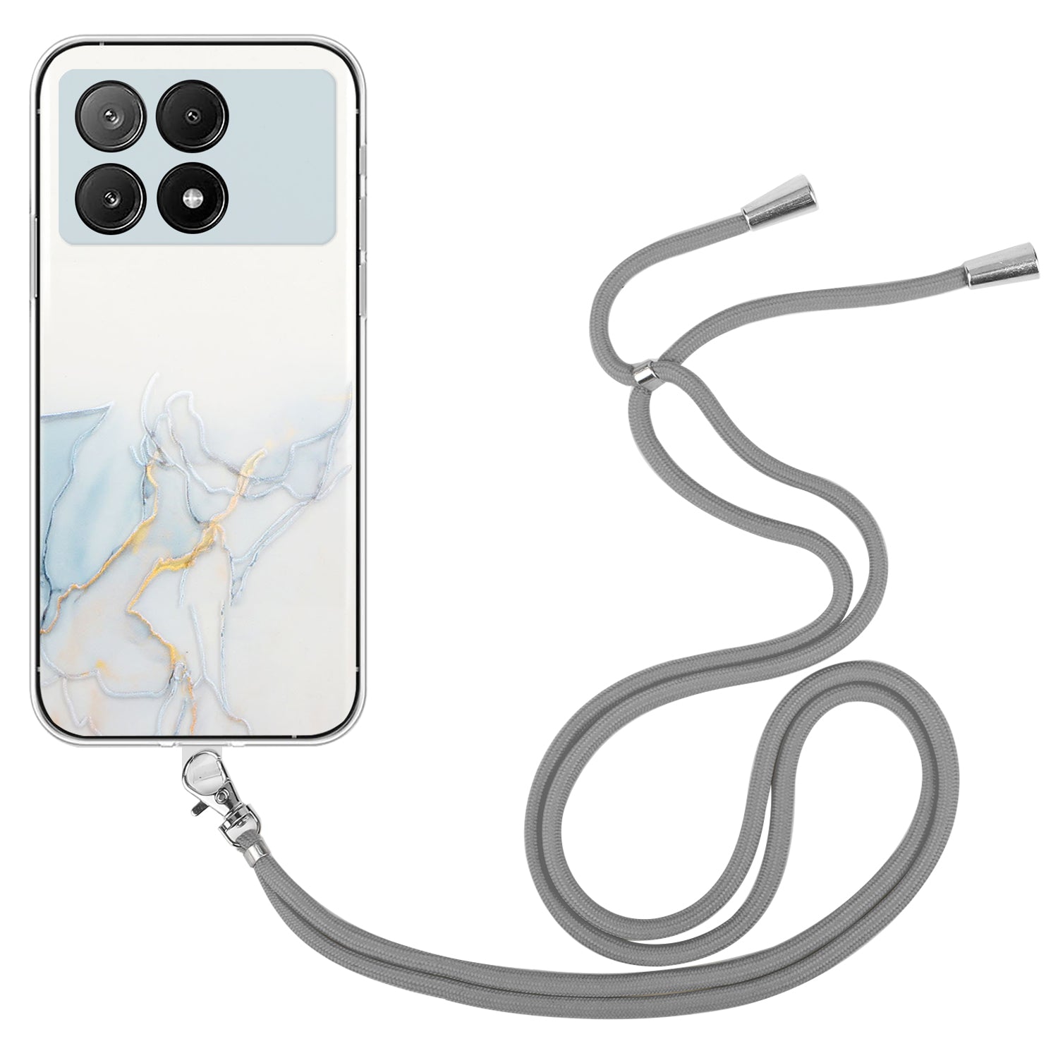 For Xiaomi Poco X6 Pro 5G / Redmi K70E 5G Cell Phone Case Hollow Marble Pattern TPU Cover with Lanyard