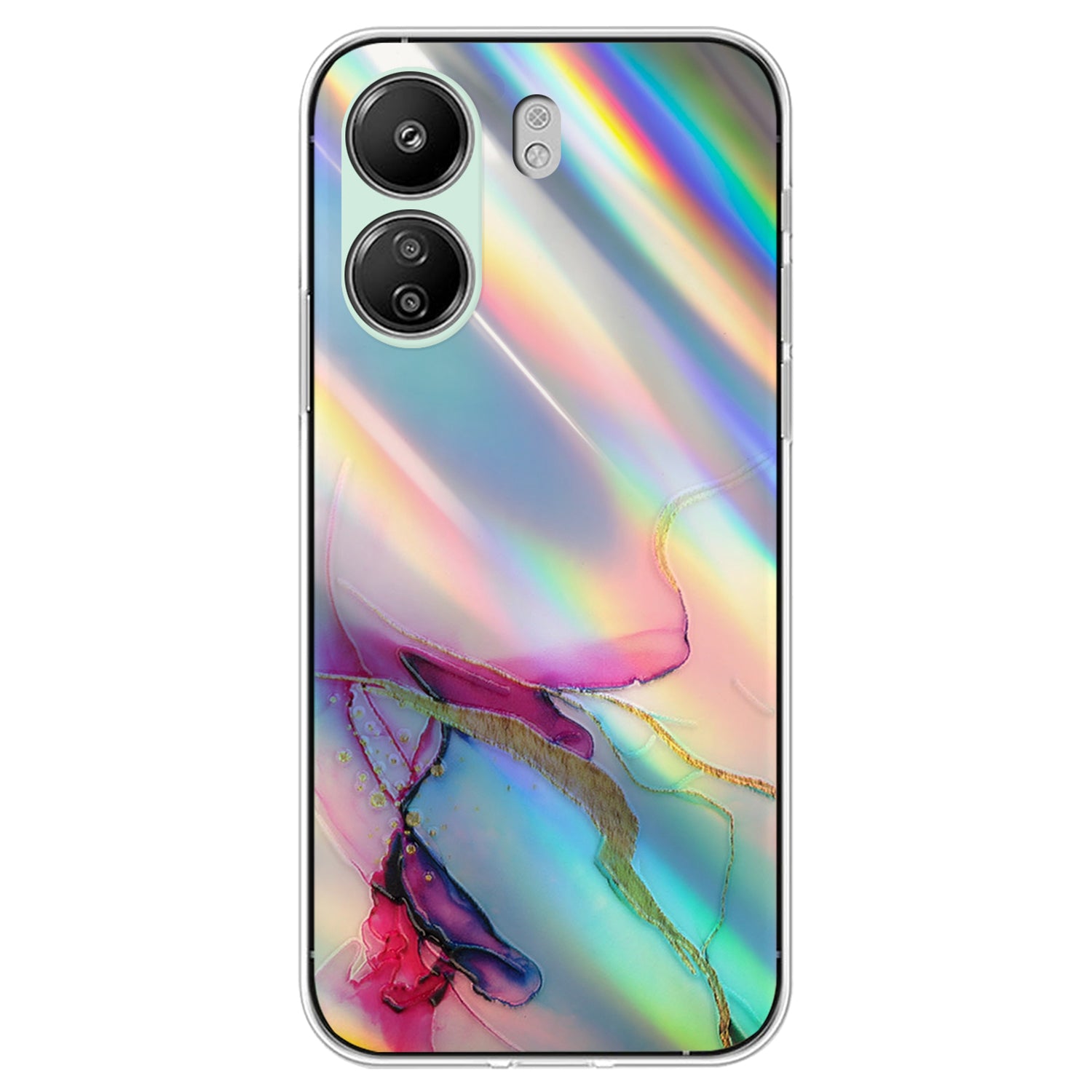 TPU Case for Xiaomi Poco C65 4G / Redmi 13C 4G , Marble Pattern Laser Cell Phone Cover