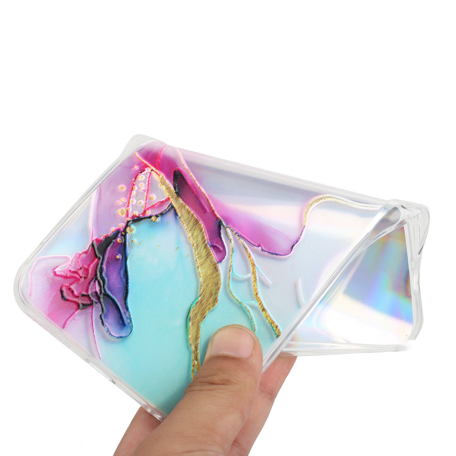 TPU Case for Xiaomi Poco C65 4G / Redmi 13C 4G , Marble Pattern Laser Cell Phone Cover