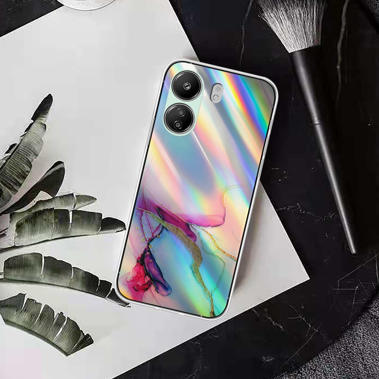TPU Case for Xiaomi Poco C65 4G / Redmi 13C 4G , Marble Pattern Laser Cell Phone Cover