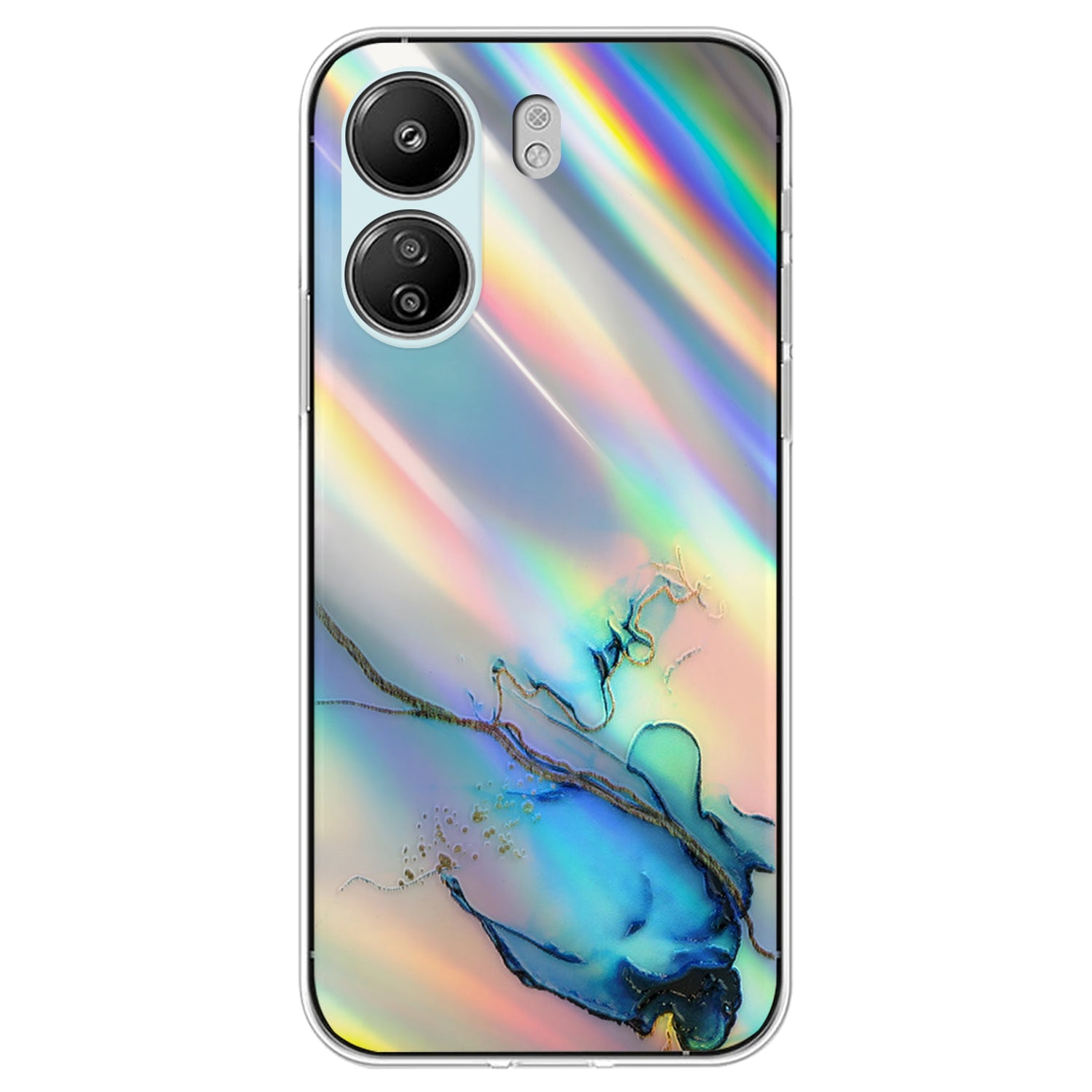 TPU Case for Xiaomi Poco C65 4G / Redmi 13C 4G , Marble Pattern Laser Cell Phone Cover