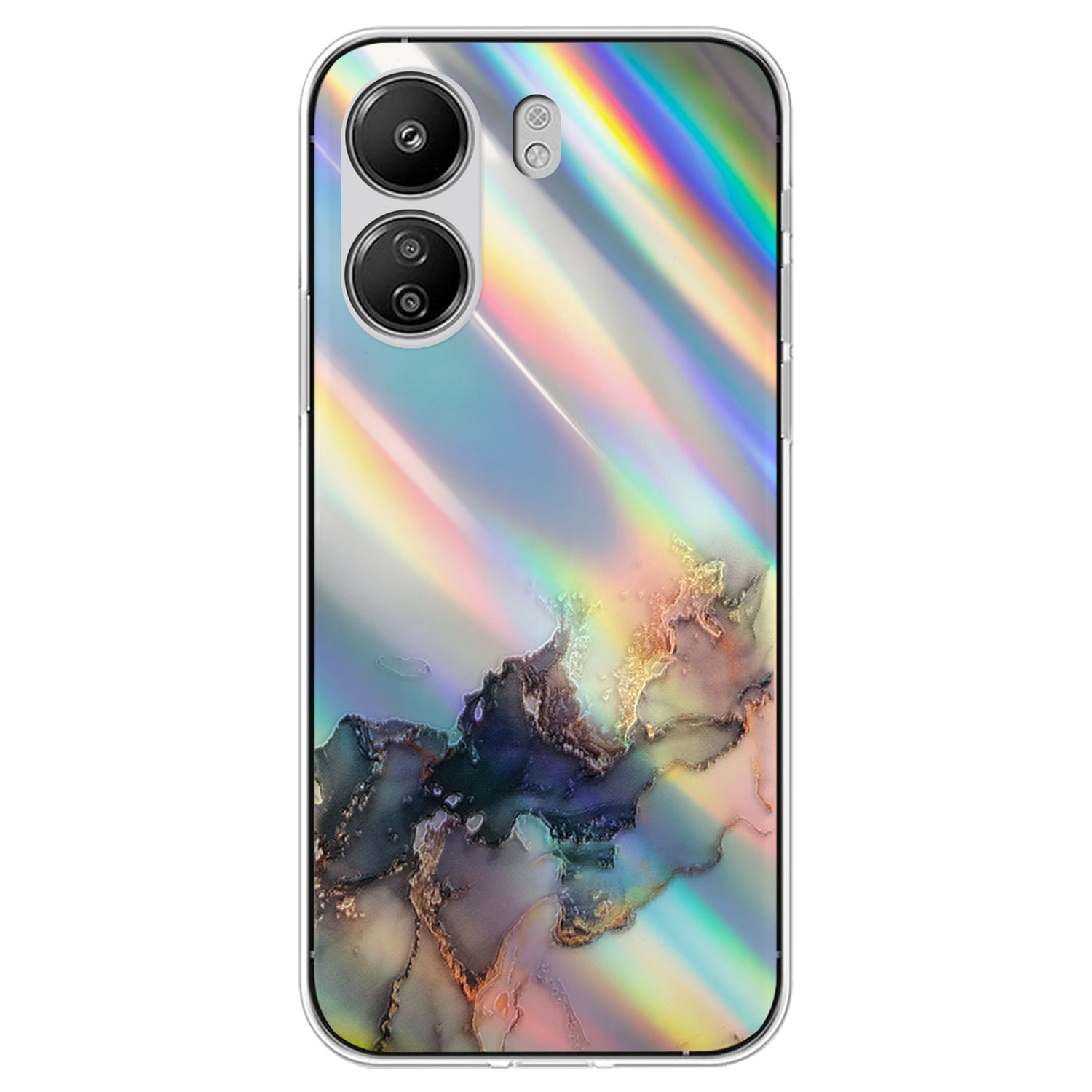 TPU Case for Xiaomi Poco C65 4G / Redmi 13C 4G , Marble Pattern Laser Cell Phone Cover