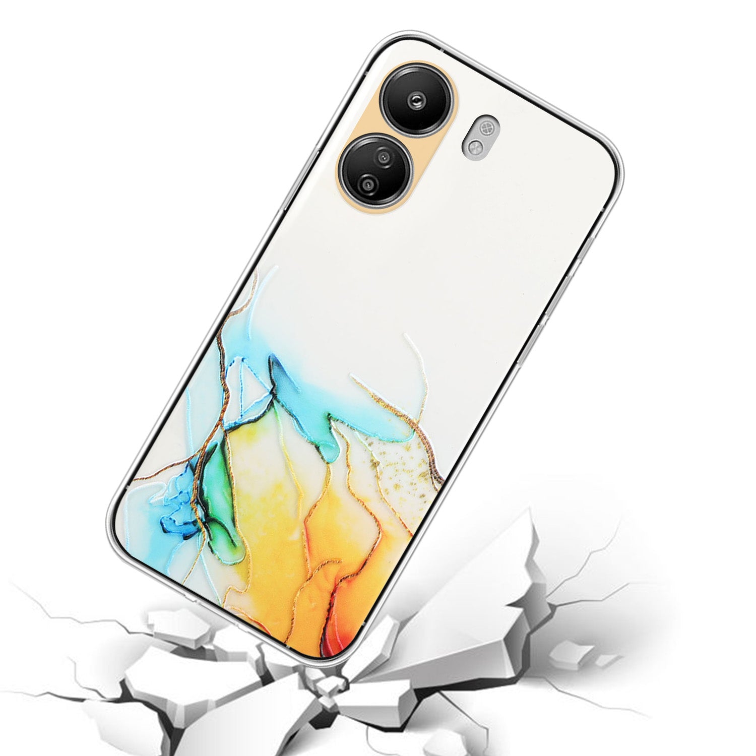 For Xiaomi Poco C65 4G / Redmi 13C 4G Phone Case Flexible TPU Embossing Marble Pattern Back Cover