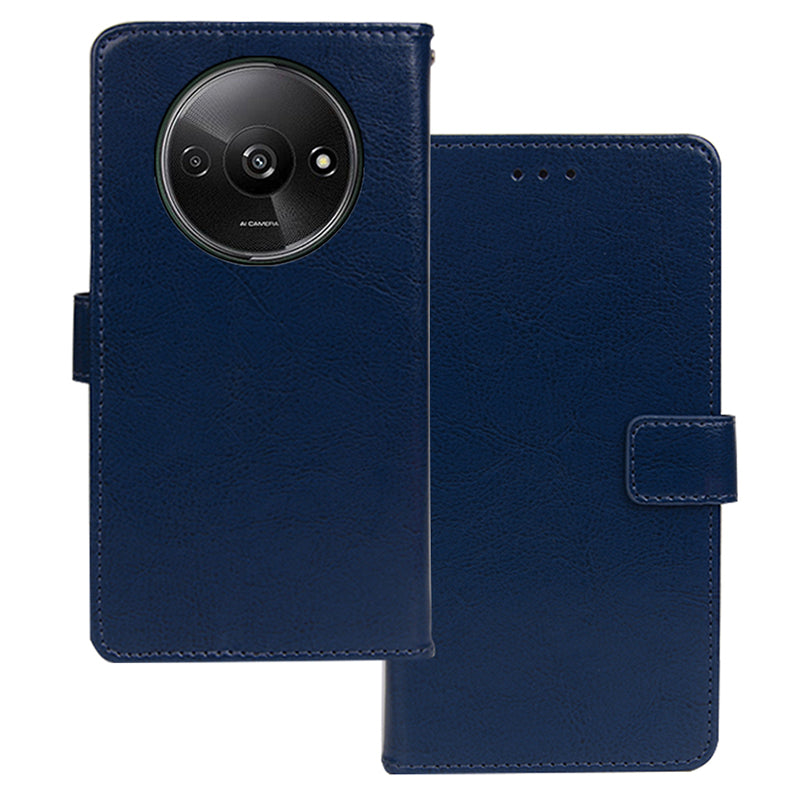 IDEWEI For Xiaomi Redmi A3 / Poco C61 4G Case Crazy Horse Texture Leather Phone Cover with Card Slots Wallet