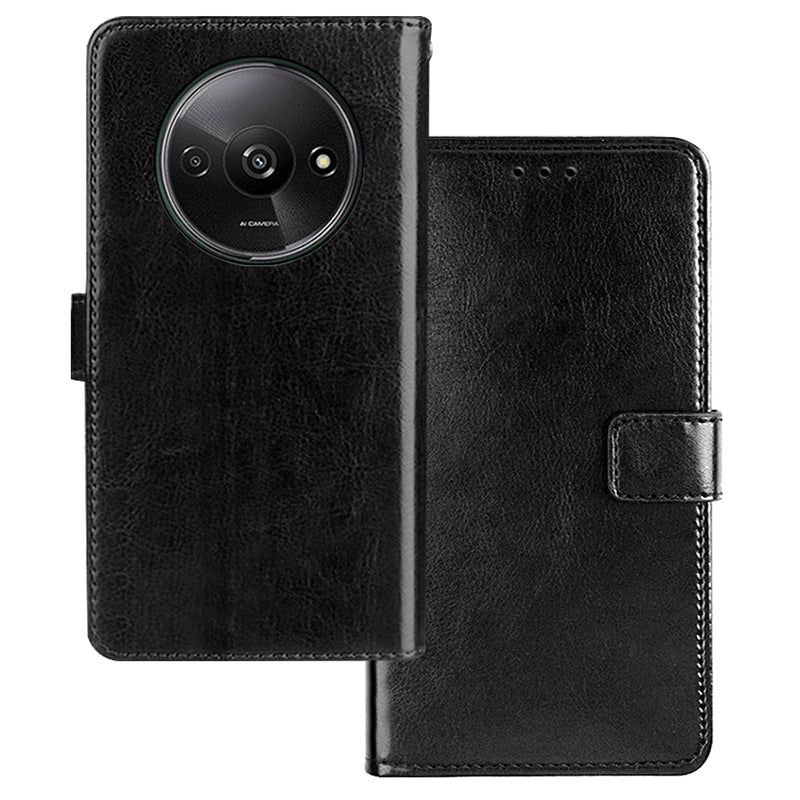 IDEWEI For Xiaomi Redmi A3 / Poco C61 4G Case Crazy Horse Texture Leather Phone Cover with Card Slots Wallet