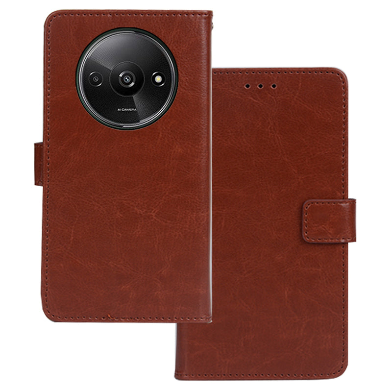 IDEWEI For Xiaomi Redmi A3 / Poco C61 4G Case Crazy Horse Texture Leather Phone Cover with Card Slots Wallet