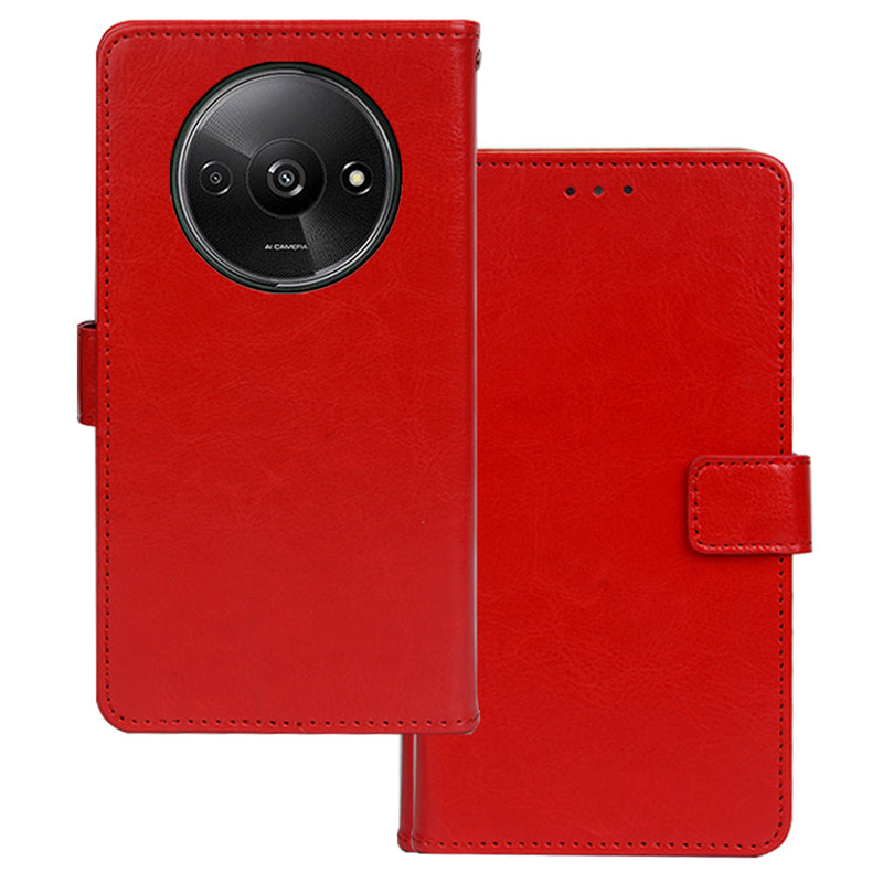IDEWEI For Xiaomi Redmi A3 / Poco C61 4G Case Crazy Horse Texture Leather Phone Cover with Card Slots Wallet