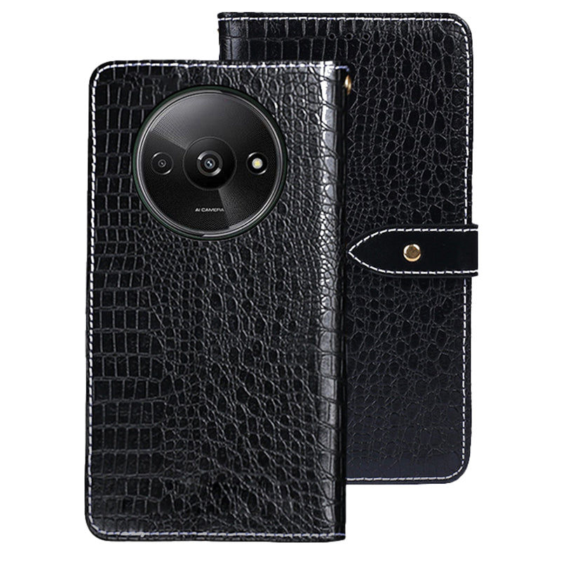 IDEWEI For Xiaomi Redmi A3 / Poco C61 4G Leather Case Crocodile Texture Magnetic Clasp Wallet Cover