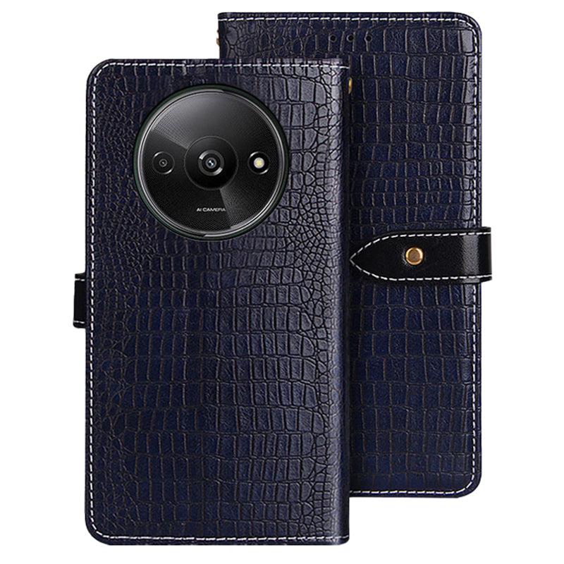IDEWEI For Xiaomi Redmi A3 / Poco C61 4G Leather Case Crocodile Texture Magnetic Clasp Wallet Cover