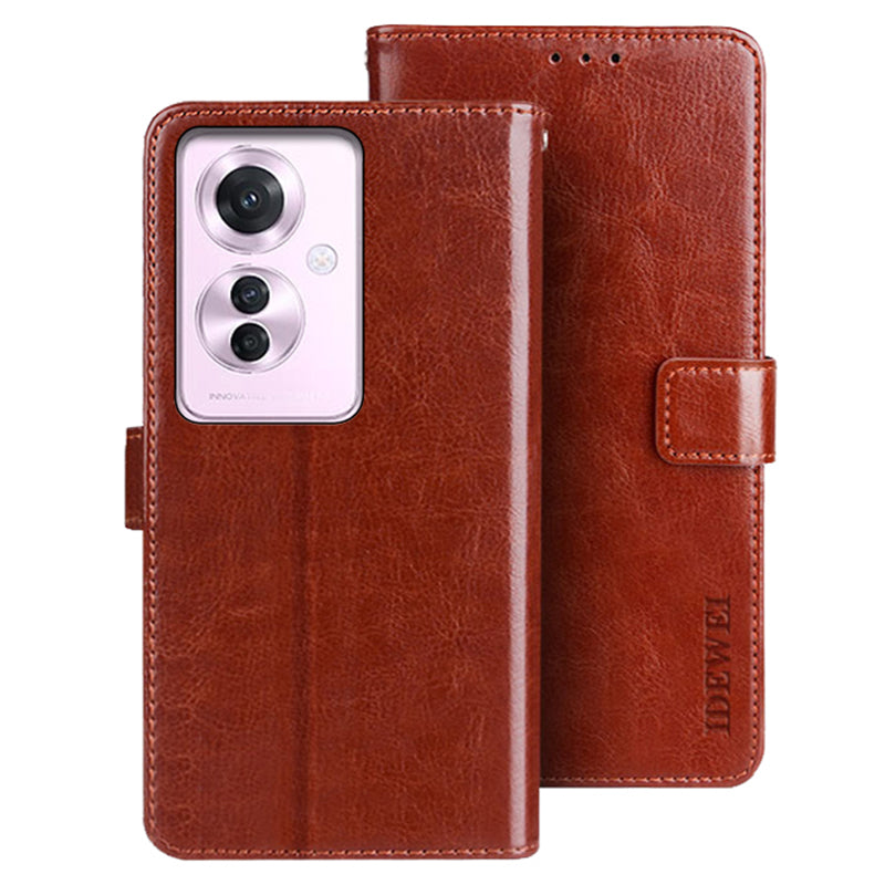 IDEWEI For Oppo Reno11 F 5G Leather Case Folio Flip Wallet Protective Phone Cover