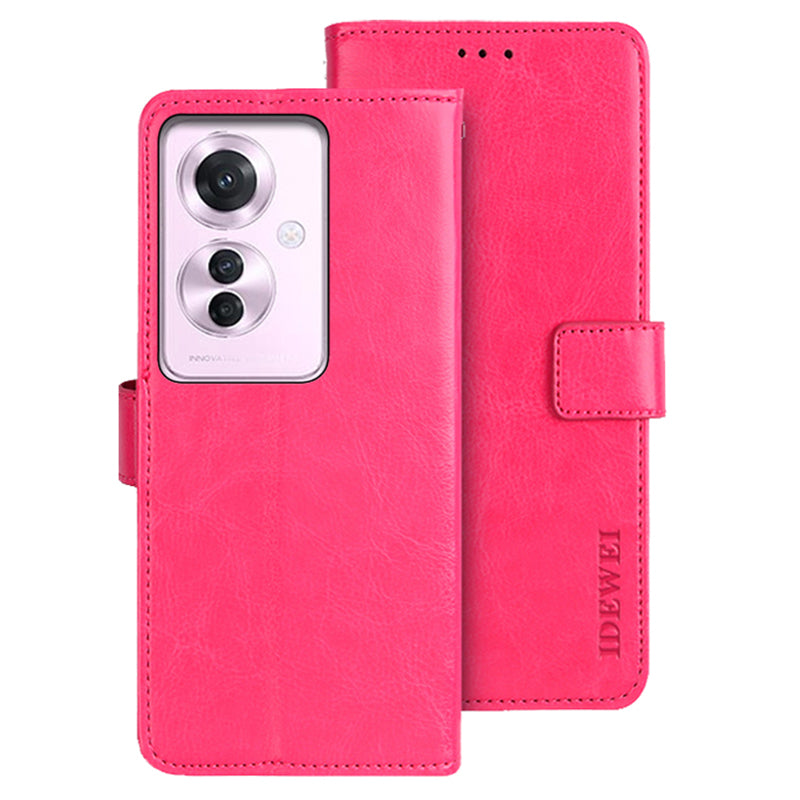 IDEWEI For Oppo Reno11 F 5G Leather Case Folio Flip Wallet Protective Phone Cover