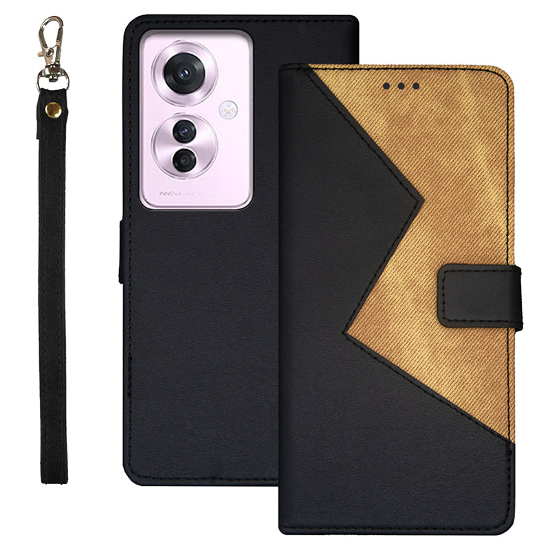 IDEWEI For Oppo Reno11 F 5G Case Card Slots Leather Phone Cover Color Splicing