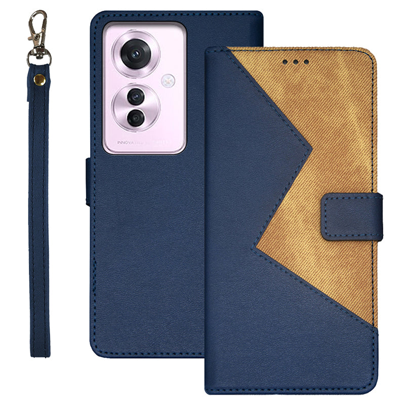 IDEWEI For Oppo Reno11 F 5G Case Card Slots Leather Phone Cover Color Splicing