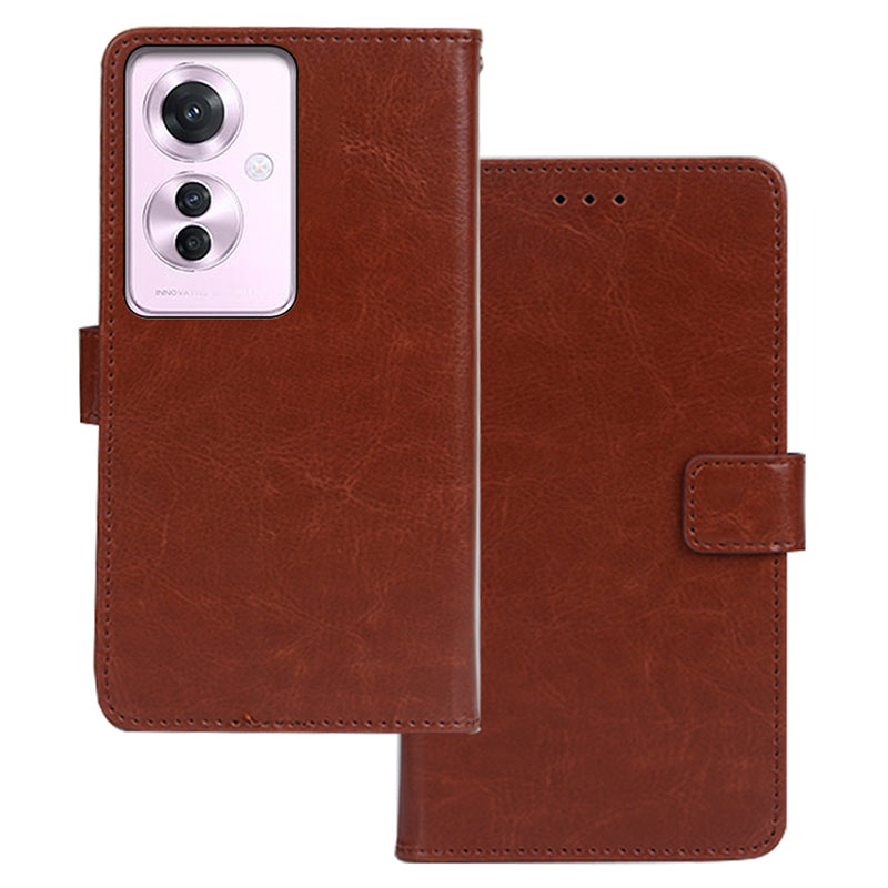 IDEWEI For Oppo Reno11 F 5G Wallet Case Crazy Horse Texture PU Leather Phone Cover