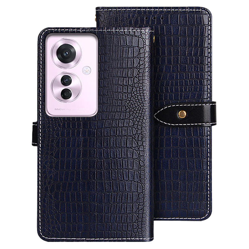 IDEWEI For Oppo Reno11 F 5G Case Crocodile Texture Stand Wallet Phone Leather Cover