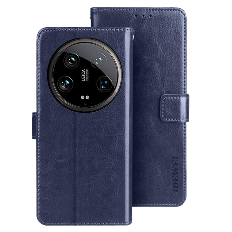 IDEWEI For Xiaomi 14 Ultra Case Flip Leather Phone Wallet Cover Crazy Horse Texture