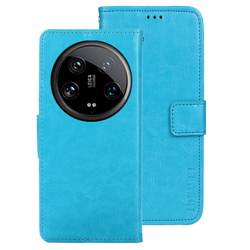 IDEWEI For Xiaomi 14 Ultra Case Flip Leather Phone Wallet Cover Crazy Horse Texture