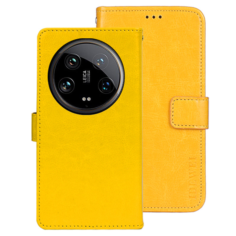 IDEWEI For Xiaomi 14 Ultra Case Flip Leather Phone Wallet Cover Crazy Horse Texture