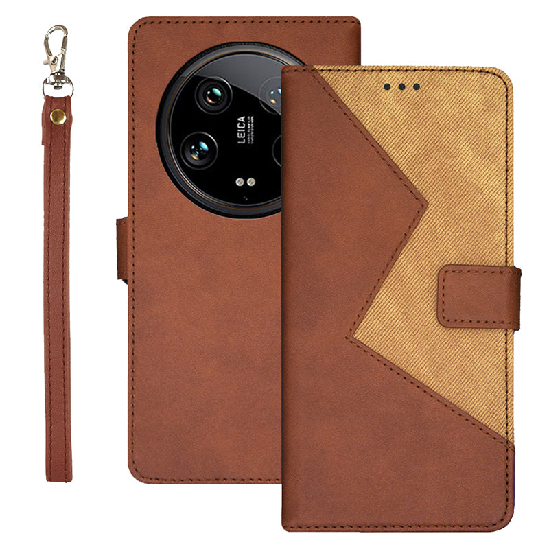 IDEWEI For Xiaomi 14 Ultra Case Card Slots Color Splicing Phone Leather Cover
