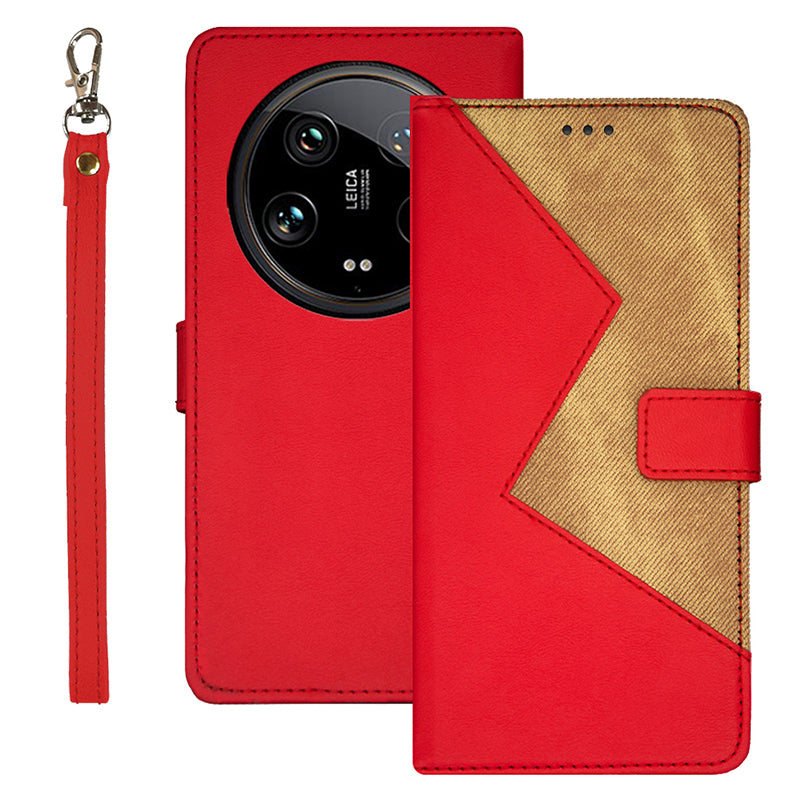 IDEWEI For Xiaomi 14 Ultra Case Card Slots Color Splicing Phone Leather Cover