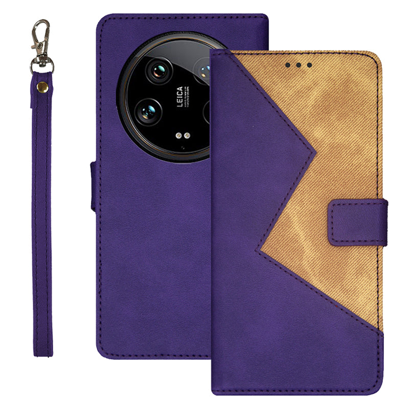 IDEWEI For Xiaomi 14 Ultra Case Card Slots Color Splicing Phone Leather Cover