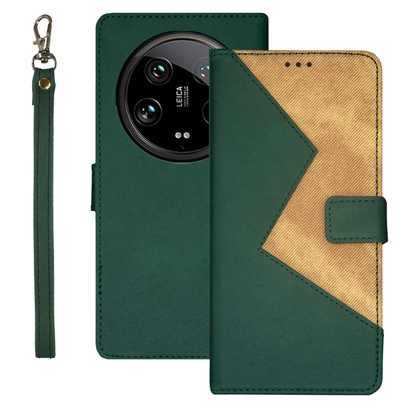 IDEWEI For Xiaomi 14 Ultra Case Card Slots Color Splicing Phone Leather Cover