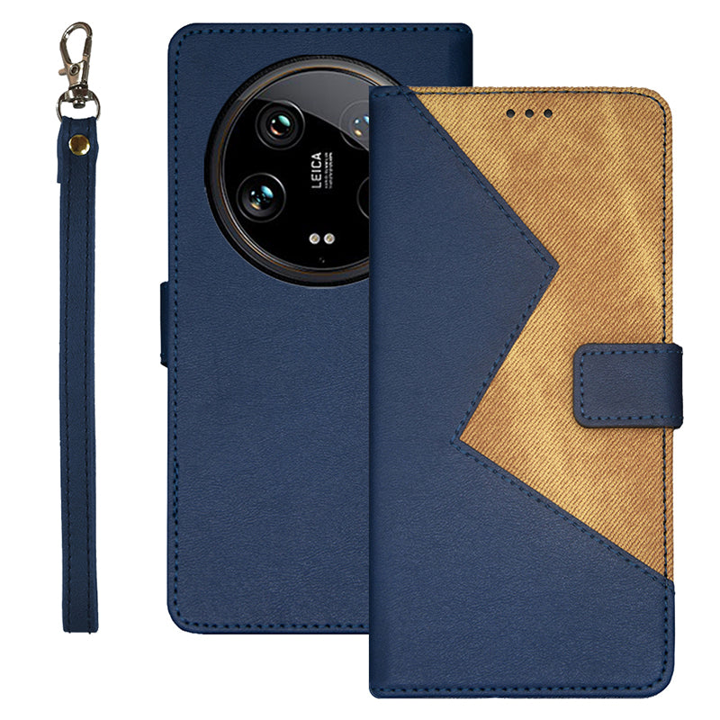 IDEWEI For Xiaomi 14 Ultra Case Card Slots Color Splicing Phone Leather Cover