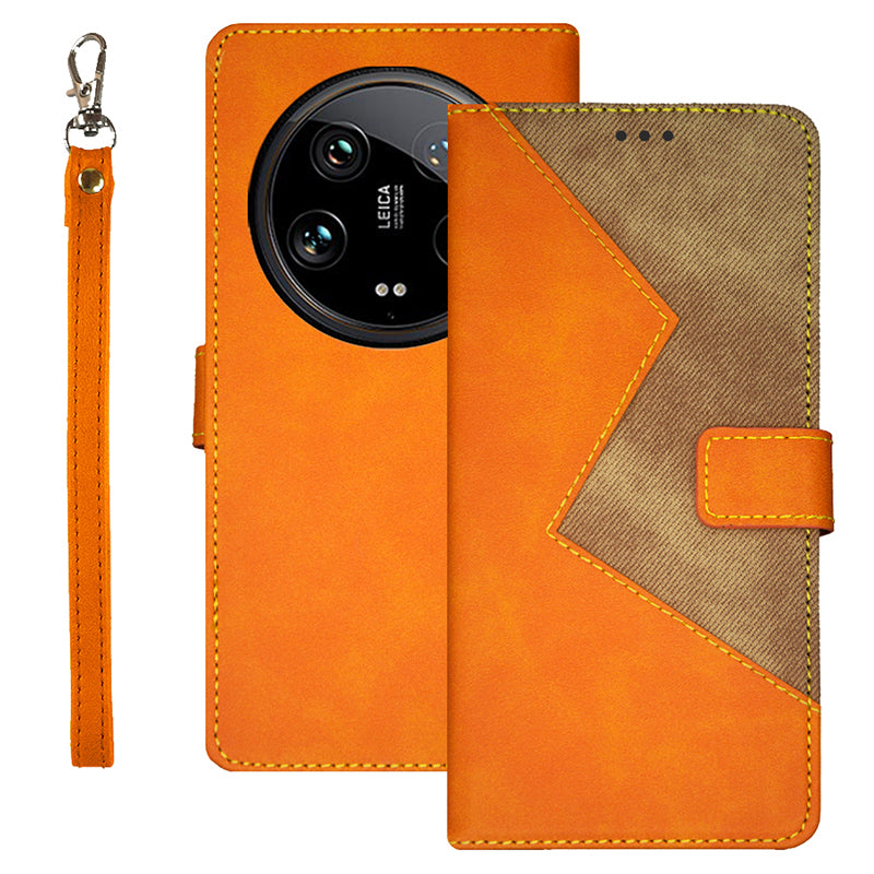 IDEWEI For Xiaomi 14 Ultra Case Card Slots Color Splicing Phone Leather Cover