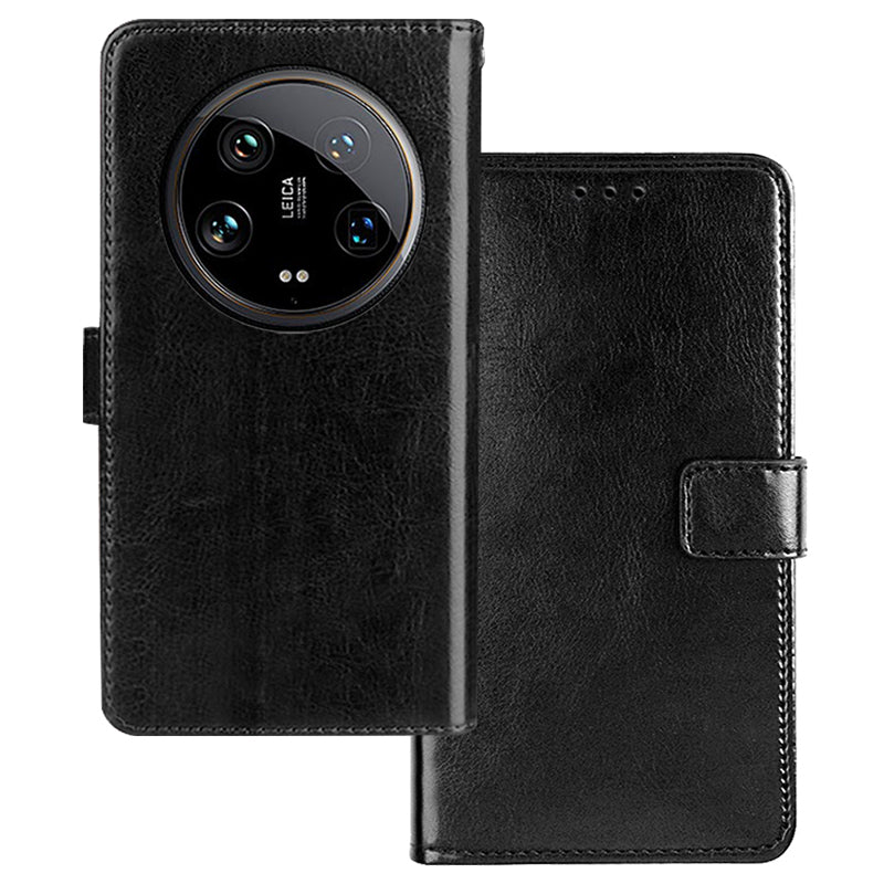 IDEWEI For Xiaomi 14 Ultra Case Photo Card Slots Leather Phone Cover Crazy Horse Texture
