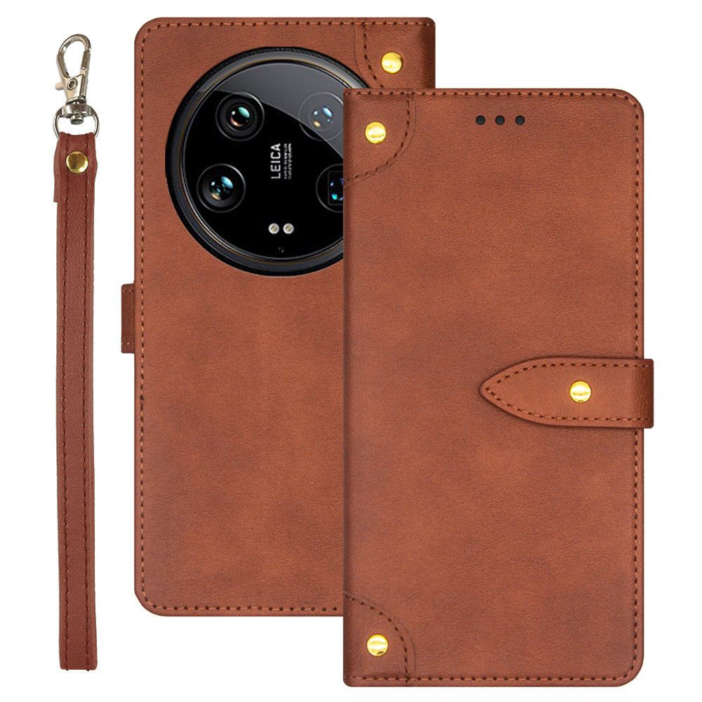IDEWEI For Xiaomi 14 Ultra Leather Case with Card Slots Mobile Phone Stand Cover