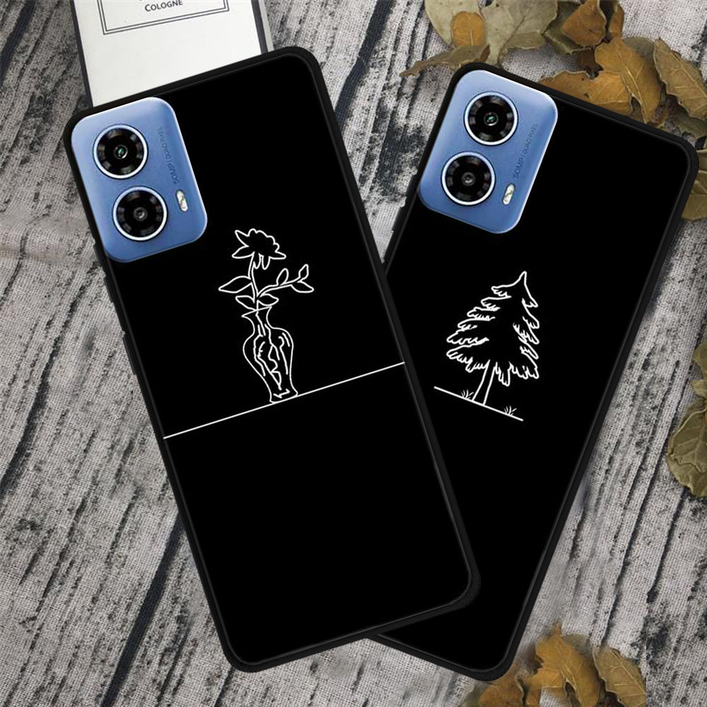 For Motorola Moto G34 5G Case TPU Linear Pattern Printing Back Phone Cover