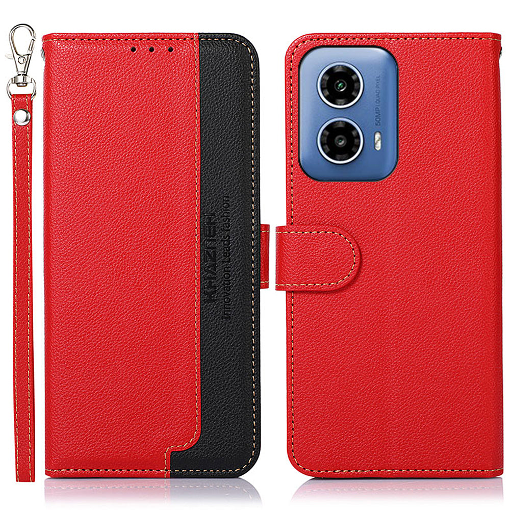 KHAZNEH For Motorola Moto G34 5G Magnetic Phone Case Litchi Texture Card Slots Cover