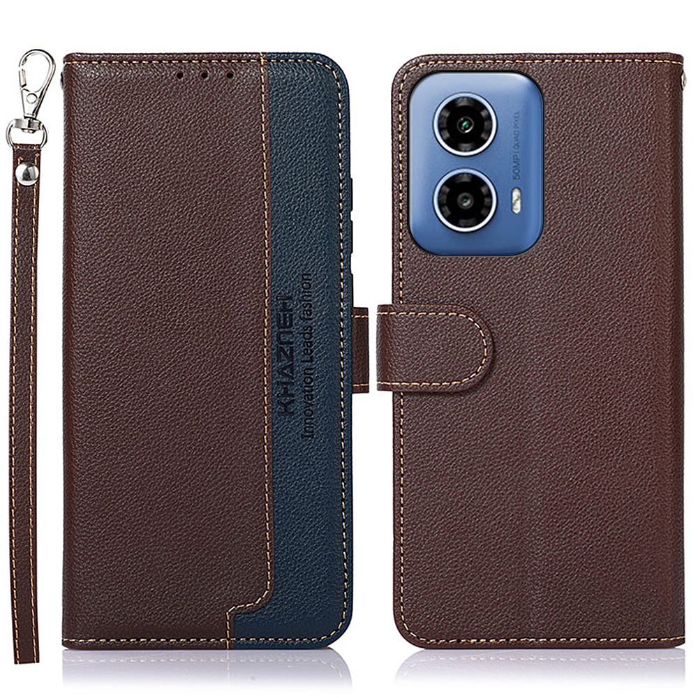 KHAZNEH For Motorola Moto G34 5G Magnetic Phone Case Litchi Texture Card Slots Cover