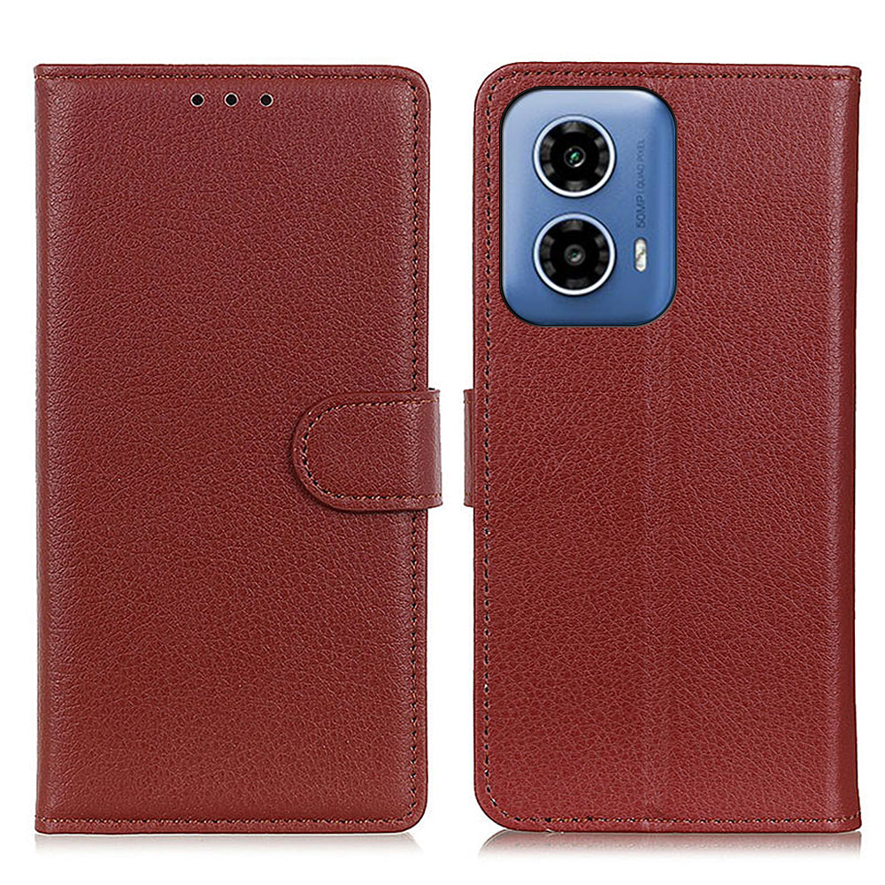 For Motorola Moto G34 5G Case Litchi Texture Shock Absorbing Phone Stand Cover