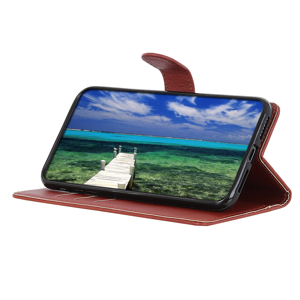 For Motorola Moto G34 5G Case Litchi Texture Shock Absorbing Phone Stand Cover
