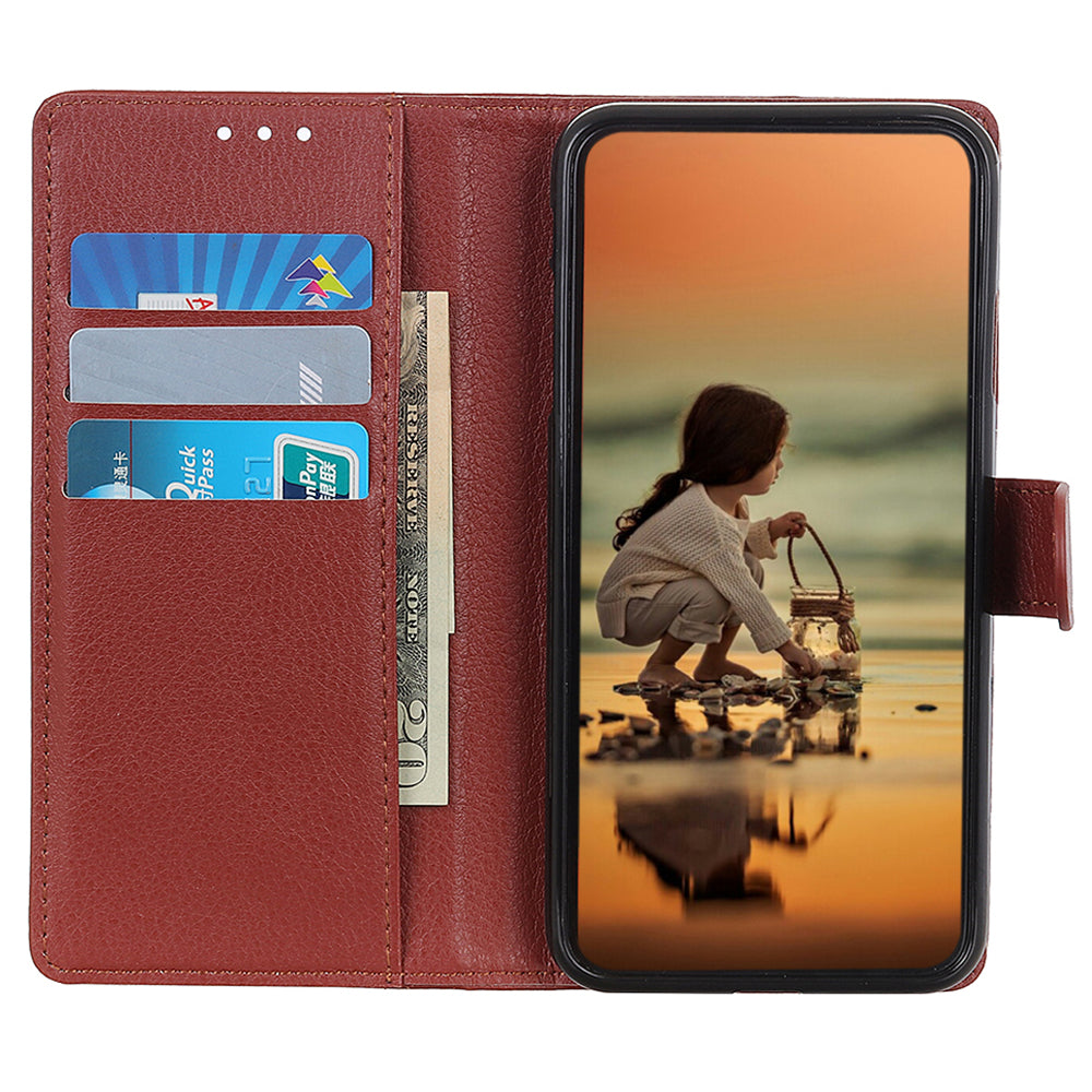 For Motorola Moto G34 5G Case Litchi Texture Shock Absorbing Phone Stand Cover
