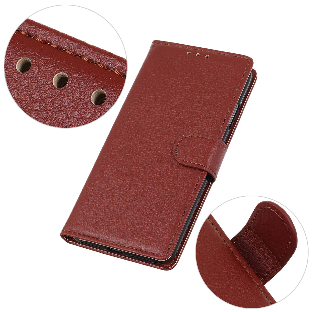 For Motorola Moto G34 5G Case Litchi Texture Shock Absorbing Phone Stand Cover