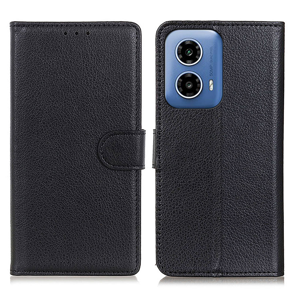 For Motorola Moto G34 5G Case Litchi Texture Shock Absorbing Phone Stand Cover