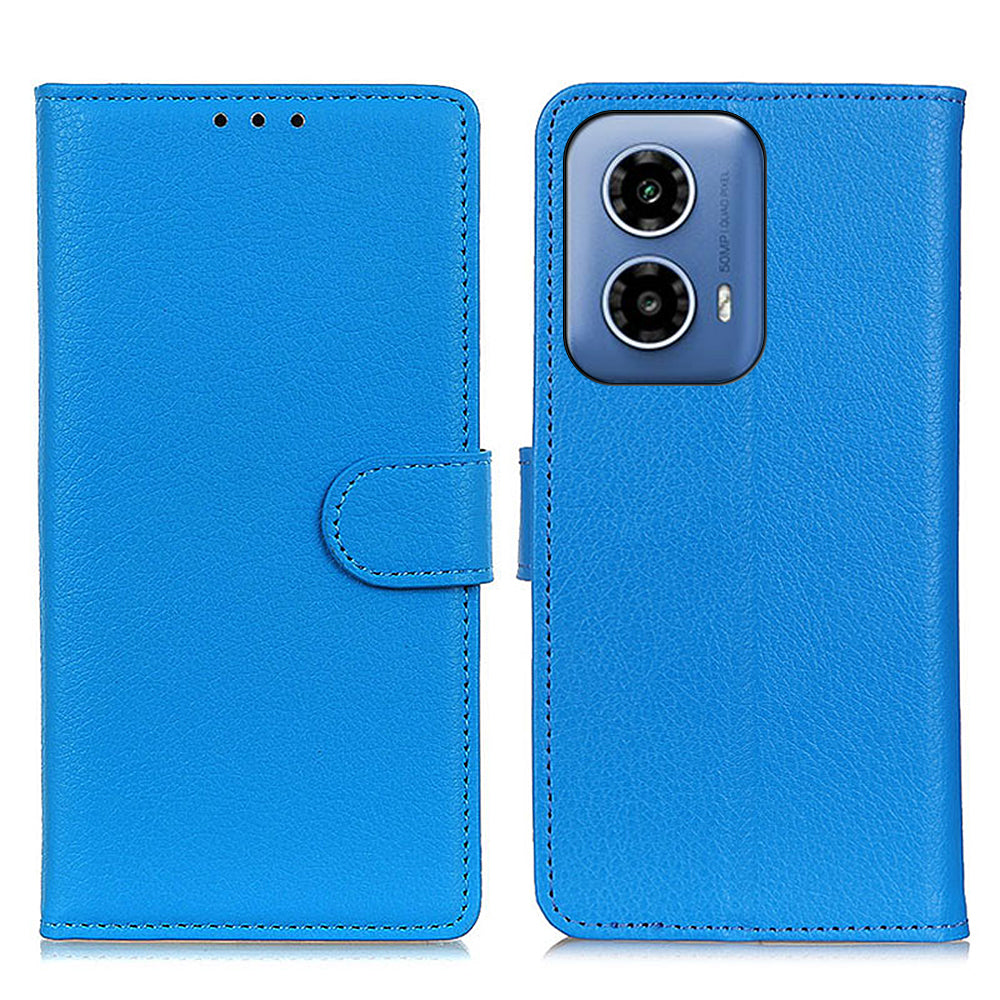For Motorola Moto G34 5G Case Litchi Texture Shock Absorbing Phone Stand Cover