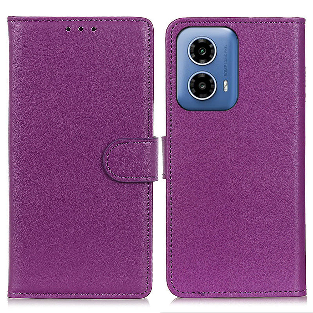For Motorola Moto G34 5G Case Litchi Texture Shock Absorbing Phone Stand Cover