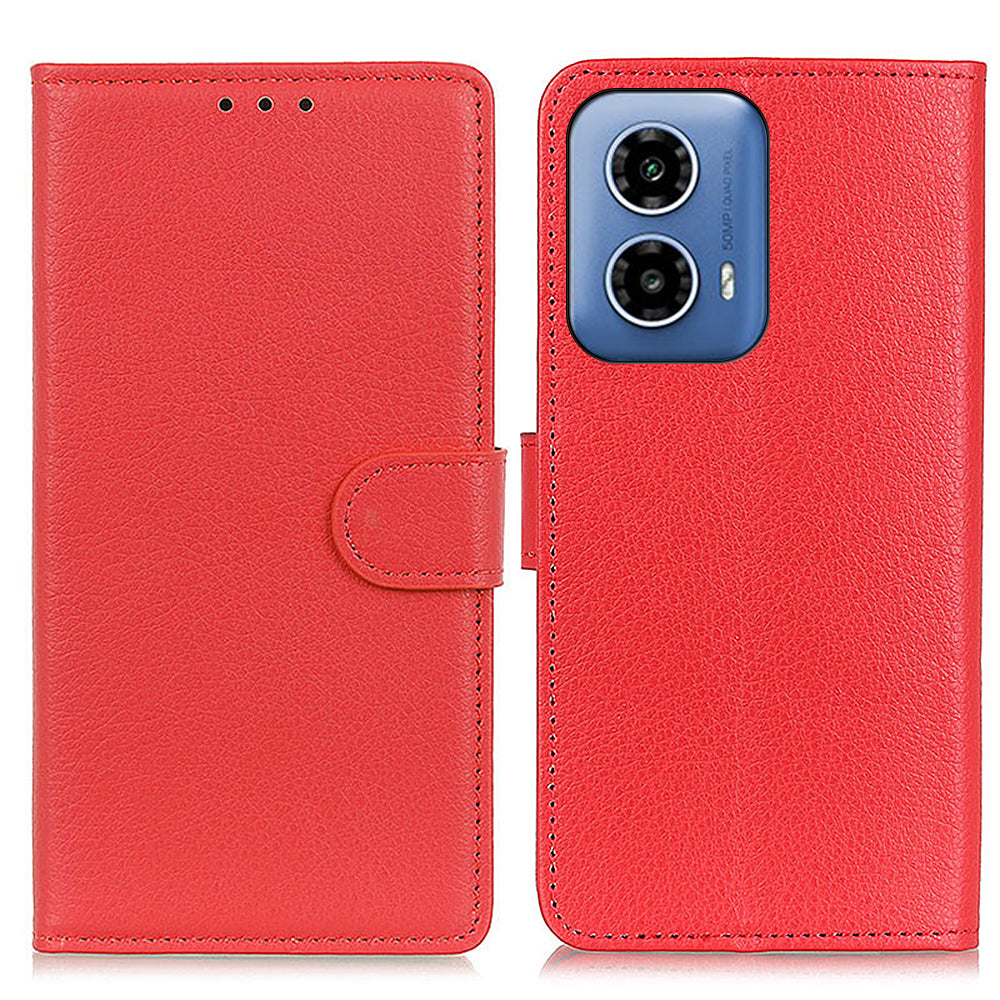 For Motorola Moto G34 5G Case Litchi Texture Shock Absorbing Phone Stand Cover