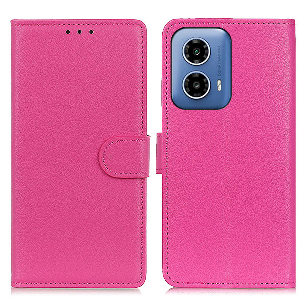 For Motorola Moto G34 5G Case Litchi Texture Shock Absorbing Phone Stand Cover