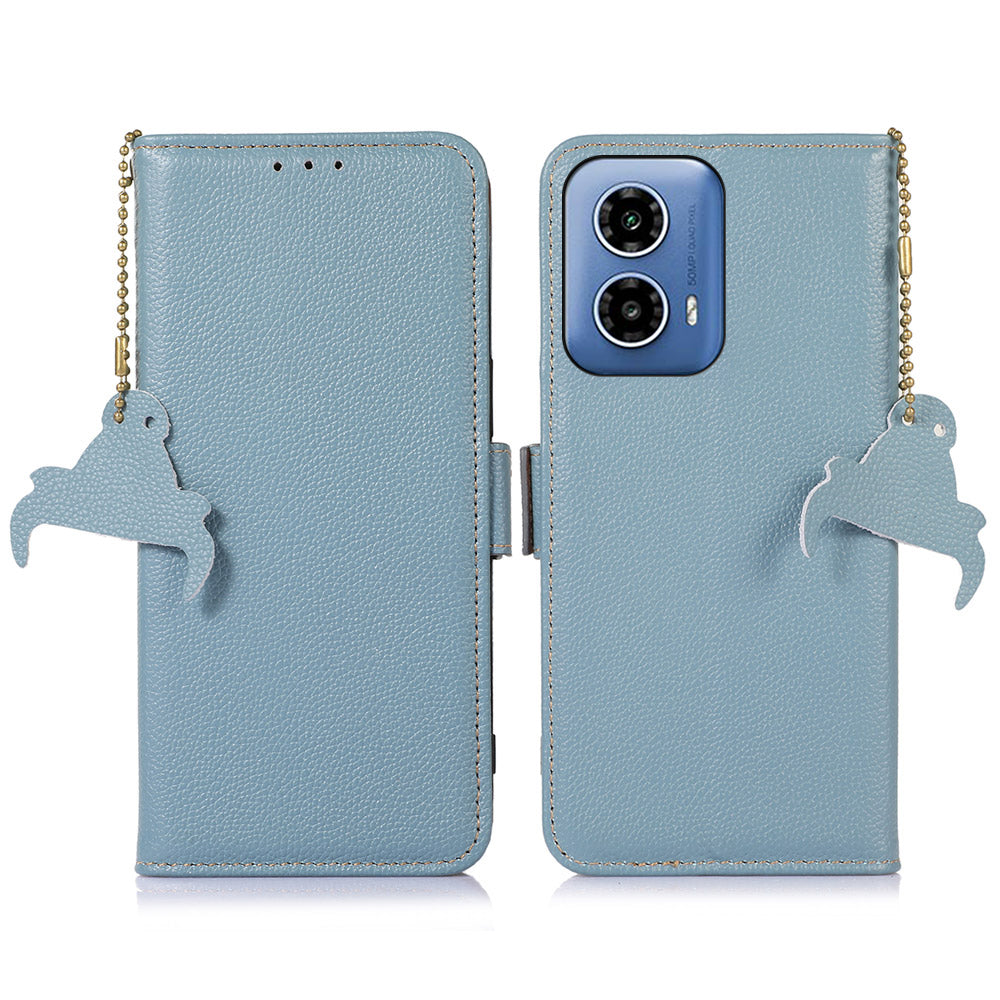 For Motorola Moto G34 5G Magnetic Case Genuine Cow Leather+TPU Wallet Phone Cover